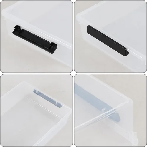 Miniatura 3 de Paquete de 4 contenedores planos de plástico con tapas, caja de almacenamiento transparente apilable de 6 cuartos de galón