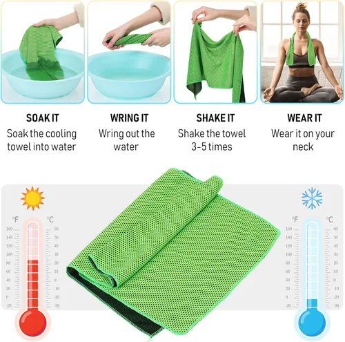 Miniatura 4 de BBTO Paquete de 50 toallas refrescantes a granel – Toalla de hielo transpirable de microfibra para cuello frío y cara – Yoga de verano, deportes