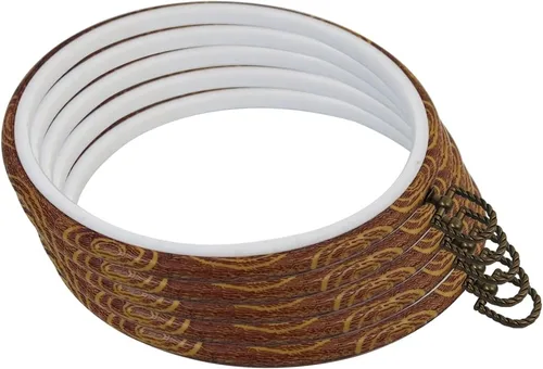 5 aros redondos de bordado de 8 pulgadas, marcos de aro de bordado de madera sintética para exhibición, aro de punto de cruz duradero para bordado a