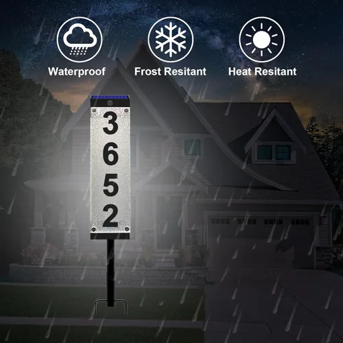 Miniatura 4 de Números solares de casa para exteriores, letrero de dirección solar de acrílico con estacas de hierro, control remoto impermeable RGBW que cambia