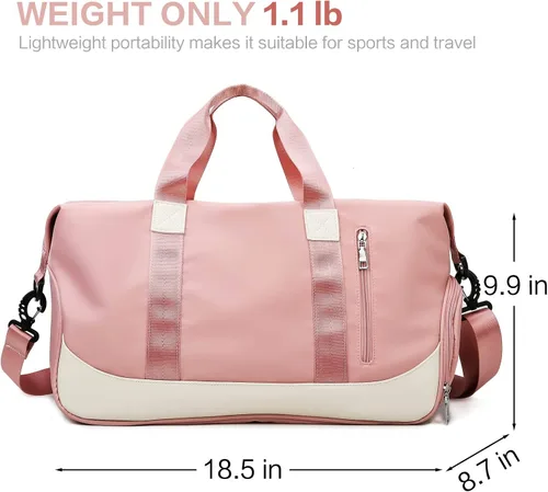 Miniatura 2 de Arouselove Bolsas de lona deportivas para mujeres y hombres, bolsa de gimnasio portátil con bolsillo húmedo y compartimento separado para zapatos