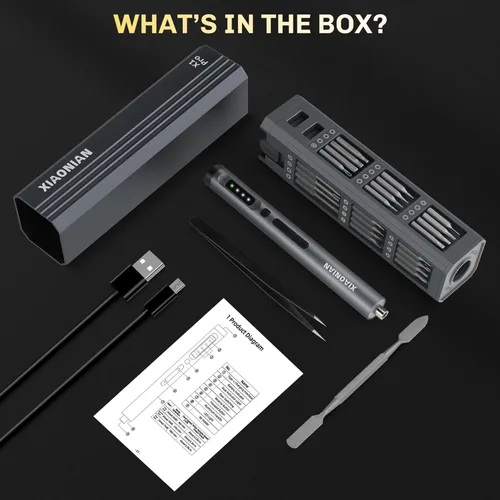 Miniatura 8 de Juego de destornilladores eléctricos de precisión de 3.7V, 50 en 1 pequeño destornillador magnético de potencia con almacenamiento, mini Gris