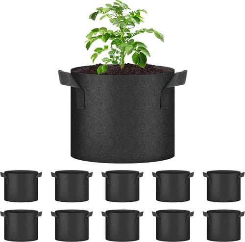 Miniatura 23 de HealSmart Paquete de 10 bolsas de cultivo de plantas de 3 galones, macetas plantadoras de tomate con asas, tela no tejida de aireación, maceta