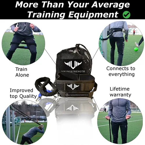 Miniatura 3 de Vikingstrength - Banda Bungee de Resistencia para Entrenamiento de Carrera de 360° (Cintura) para Velocidad, Agilidad Física, Fuerza de Velocidad