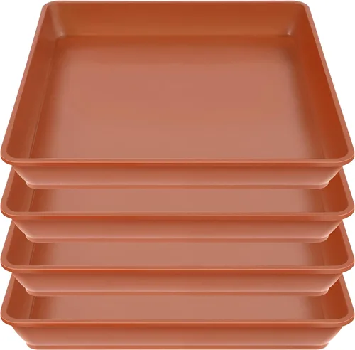Miniatura 15 de LWALRS Platillo cuadrado para plantas de 6 pulgadas, paquete de 5 platillos de plástico transparente fuerte, macetas cuadradas para plantas