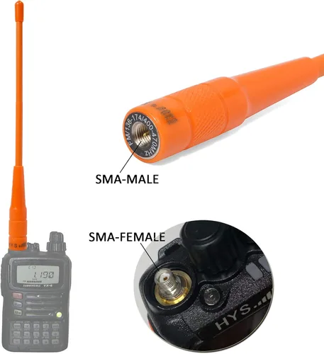 Miniatura 2 de HYS Antena macho SMA de 6.6 ft, 27.6 in, antena de radio VHF UHF Soft Whip de 2 vías para 136-174/400-470Mhz Walkie Talkie YAESU/Vertex VX-3R VX-6R