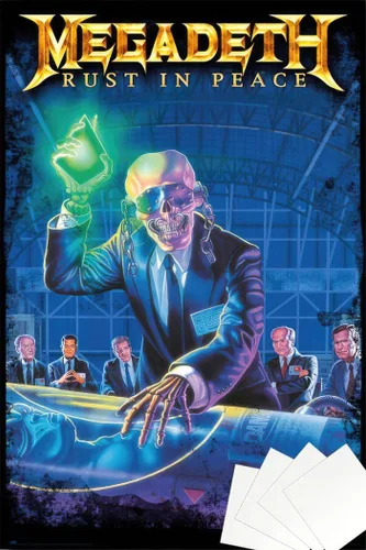 Miniatura 8 de Megadeth - Póster musical (portada del álbum: Rust In Peace) (Tamaño: 24" x 36") (póster laminado y tiras)