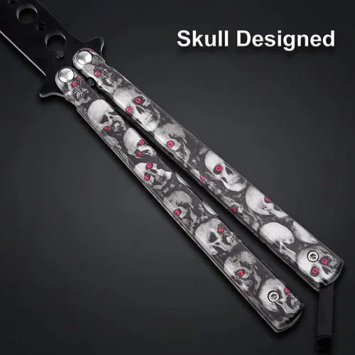 Miniatura 5 de AIFUSI Cuchillo de mariposa entrenador, entrenamiento y práctica para niños y adultos, acero Balisong Trainer sin afilar, 100% seguridad Balisong