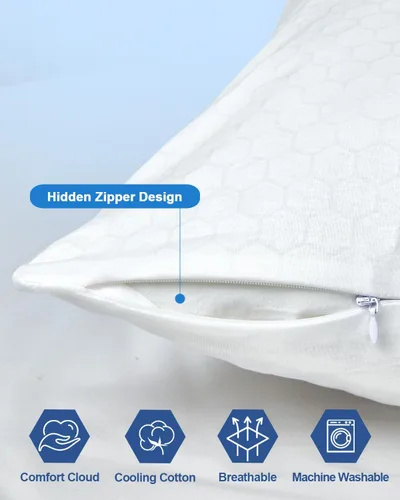 Miniatura 7 de PCM - Juego de 2 fundas de almohada refrescantes con estampado de gel, tamaño estándar, con doble cara fría, absorben la humedad, con cremallera