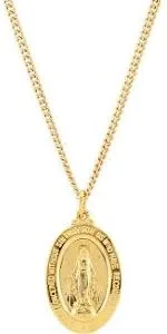 Miniatura 4 de Plata de Ley Chapados en oro de 24K oval medalla Milagrosa Collar 24 2882X 1782mm