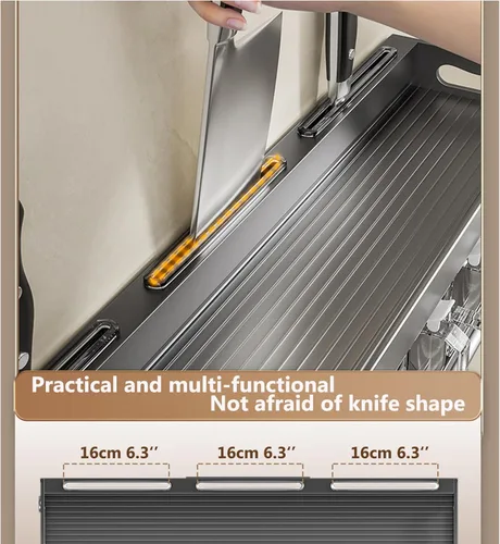 Miniatura 4 de Cuchillo colgante de pared para montaje en pared, taza de condimentos, estante de cuchillos que ahorra espacio con ganchos, organizador de cocina