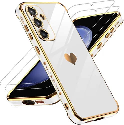 Miniatura 74 de LeYi for Moto G 5G 2025 Case: with Tempered Glass Screen Protector [2 Pcs]+ Full Camera Lens Protection,Love Heart Plating Cute Luxury Soft TPU