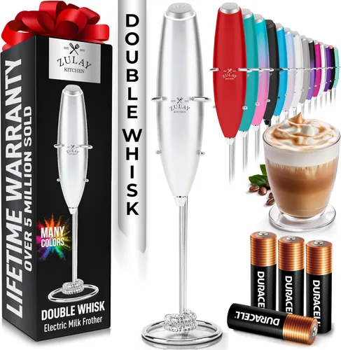 Miniatura 44 de Zulay Kitchen Espumador de leche de mano con pilas Duracell AA – Mezclador eléctrico ultrarrápido y creador de espuma, mezclador de bebidas fácil