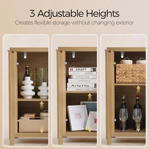 Miniatura 8 de OAKHAM HOME Armario estriado, moderno aparador buffet con credenza de almacenamiento con puertas y estantes, consola multimedia para entrada