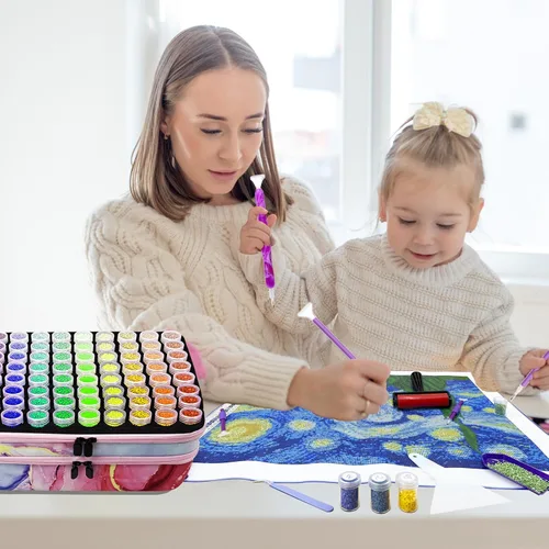 Miniatura 6 de Waykape Contenedores de Almacenamiento de Arte de Diamante con 240 Ranuras, Accesorios y Herramientas de Arte de Diamante 5D, Kits Organizadores