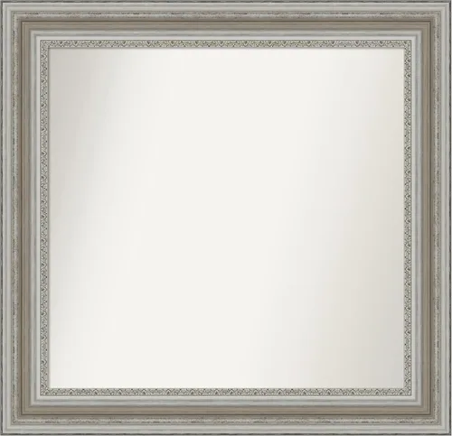 Miniatura 200 de Amanti Art Espejo de baño plateado para sobre el fregadero, 26 x 26 pulgadas, espejo cuadrado de plata antigua, marco de madera tradicional mediano