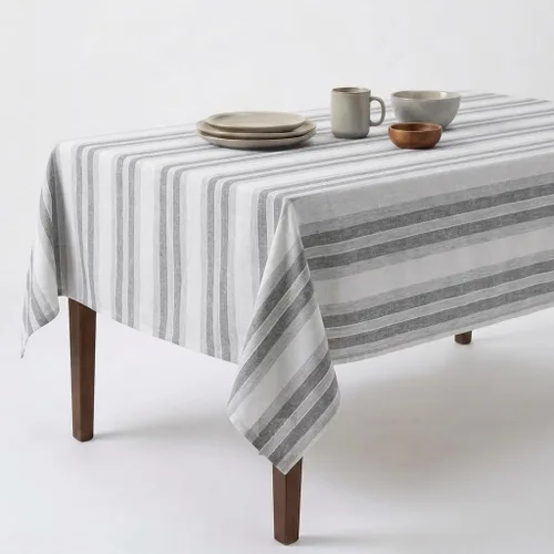Miniatura 11 de Urban Villa - Mantel de mesa 100 % algodón, para uso diario, cenas familiares o fiestas en interiores o exteriores, a cuadros, color negro/blanco