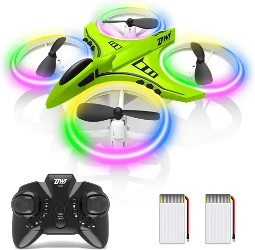 Miniatura 10 de Dwi Dowellin Mini Dron de 4.9 Pulgadas para Niños Luces LED Nocturnas Despegue Aterrizaje y Volteretas con Una Tecla RC Control Remoto Pequeños Azul
