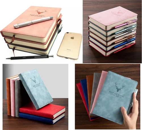 Miniatura 6 de Ailifly Cuaderno de diario de 360 páginas con patrón de cabeza de ciervo grueso, tapa dura, cubierta de piel sintética sintética, diario