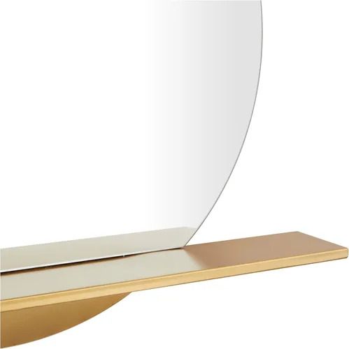 Miniatura 2 de Deco 79 Espejo de pared de metal para habitación, 1 estante, espejo de entrada, espejo montado en la pared 35 x 4 x 28 pulgadas, dorado
