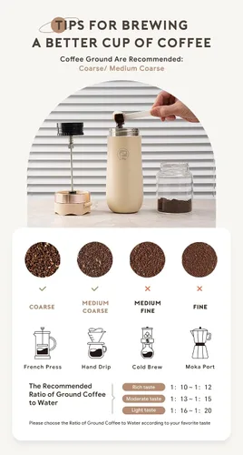 Miniatura 4 de Cafetera portátil de prensa francesa y prensa de té, taza de viaje de acero inoxidable aislada al vacío de 11 oz, filtro fino único para campamento