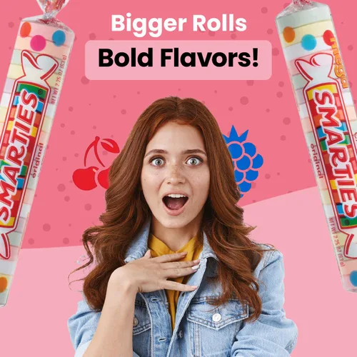 Miniatura 3 de Smarties Mega Variety Pack – Mega Lollies (24 unidades) + Mega Rolls Candy Box (2.25 oz, 24 rollos) – Caramelos veganos y sin gluten, sin maní y sin