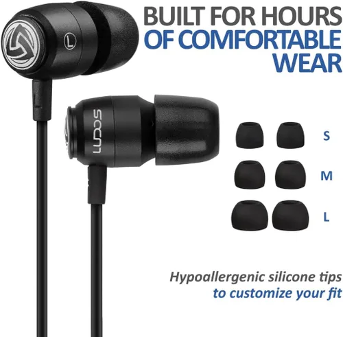 Miniatura 6 de LUDOS Clamor 2 PRO - Auriculares intrauditivos con cable, auriculares con micrófono, auriculares con aislamiento de ruido, espuma viscoelástica