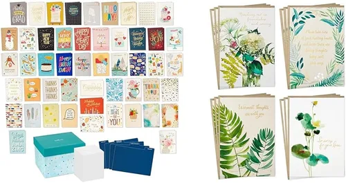 Hallmark Juego de tarjetas de felicitación en blanco surtidas para todas las ocasiones con organizador de tarjetas y surtido de tarjetas de
