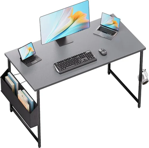 Miniatura 9 de Pamray Escritorio de computadora de 23 pulgadas para espacios pequeños, escritorio de trabajo de oficina en casa con gancho para auriculares