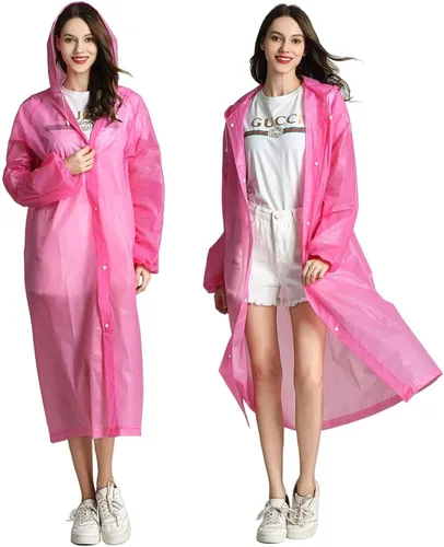 Miniatura 4 de Chubasquero, paquete de 2 ponchos de lluvia para hombres, mujeres y adultos, abrigo impermeable portátil reutilizable con capucha