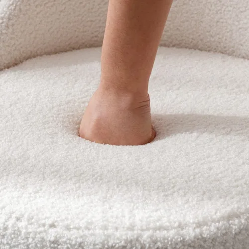 Miniatura 3 de Ya-Home Silla Otomana Giratoria Moderna para Tocador, Sillas de Club Tipo Barril Tapizadas en Sherpa con Giro de 360° y Almacenamiento, Cómodo