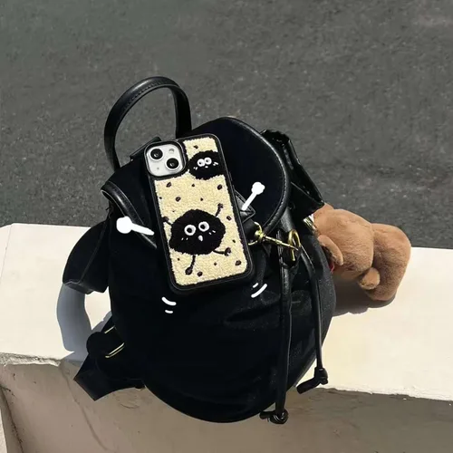 Miniatura 6 de Funda de briquetas linda y esponjosa para iPhone 14, 6.1 pulgadas (negro)
