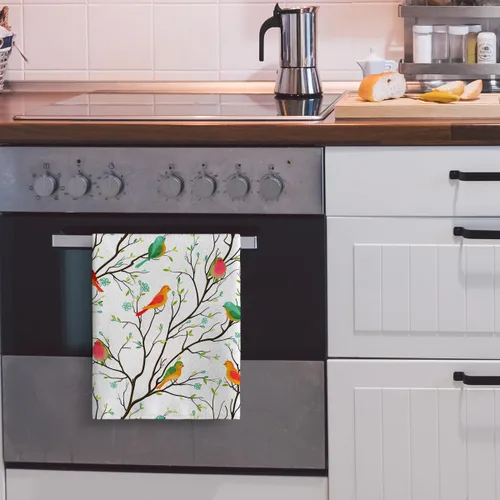 Miniatura 5 de Juego de 2 toallas de cocina con diseño de pájaros, suaves y absorbentes, decorativas, regalos de pájaros para amantes de los pájaros, paños de té