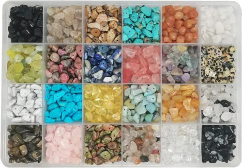 Miniatura 9 de GangGangHao - 1888 cuentas de piedra natural de aproximadamente 17.64 oz, piedras preciosas irregulares de cristal curativo, agujero de cuentas
