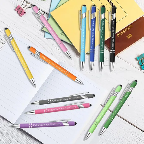 Miniatura 5 de Kingluu 24 unidades de bolígrafos personalizados con lápiz óptico, escritura suave, tinta negra, bolígrafos personalizados con su nombre, logotipo