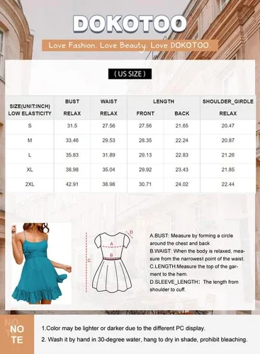 Miniatura 6 de Dokotoo Vestidos de tirantes delgados para mujer, cuello redondo, lazo, sin mangas, cintura elástica, dobladillo con volantes, acampanado, casual