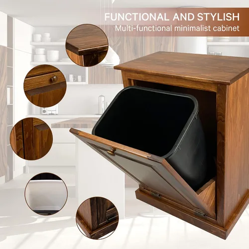 Miniatura 4 de Armario de basura inclinable de madera de Peaceful Classics - Gabinete extraíble de madera, papelera decorativa para cocina, dormitorio y patio