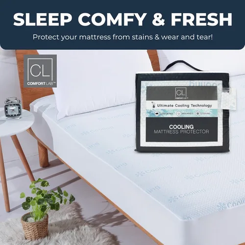 Miniatura 7 de Comfort Lab Protector de colchón refrescante Queen, 15 pulgadas de profundidad, tela de rizo, lavable a máquina