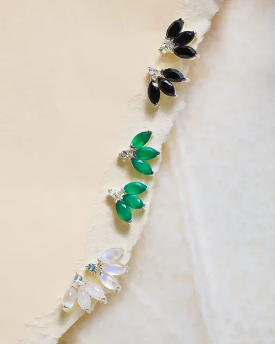 Miniatura 4 de YoTreasure 925 Sterling Silver Moonstone Black Green Onyx White Blue Topaz Stud Earrings