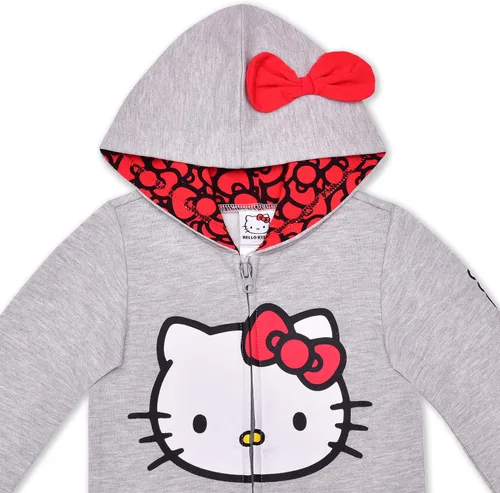 Miniatura 2 de Hello Kitty Sudadera con capucha con cremallera para niñas pequeñas, pequeñas y grandes, color gris, gris