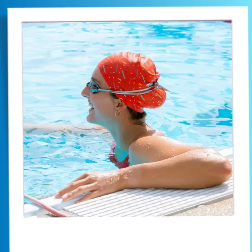 Miniatura 7 de Sporti Gorra de natación de silicona con diseño gráfico con altura de 7.6 pulgadas, apertura de 7.5 pulgadas, gorra de natación antideslizante