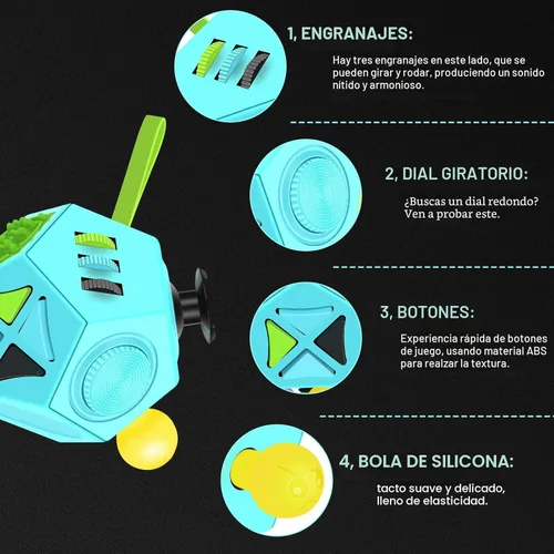 Miniatura 4 de Fidget Dodecagon – 12 Fidget lateral Toy Cube – Alivia El Estrés Y La Ansiedad anti la depresión cubeta para niños y adultos con hiperactividades B3
