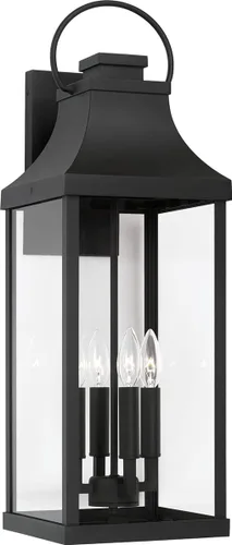 Miniatura 13 de Capital Lighting 946411BK Bradford - Farol de pared para exteriores de cristal transparente, 1 luz de 100 vatios, 17 pulgadas de alto x 6 pulgadas