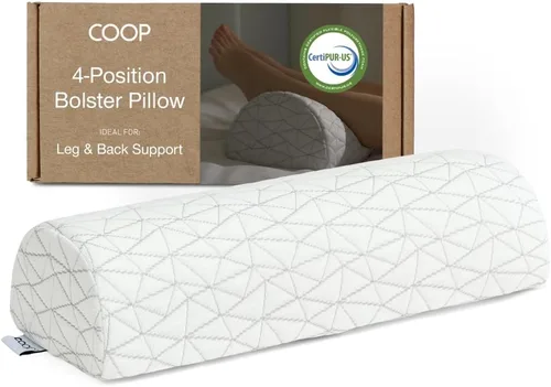 Coop Home Goods Almohada de apoyo ajustable de cuatro posiciones, forma de media luna con relleno, almohada de rodilla de espuma viscoelástica,