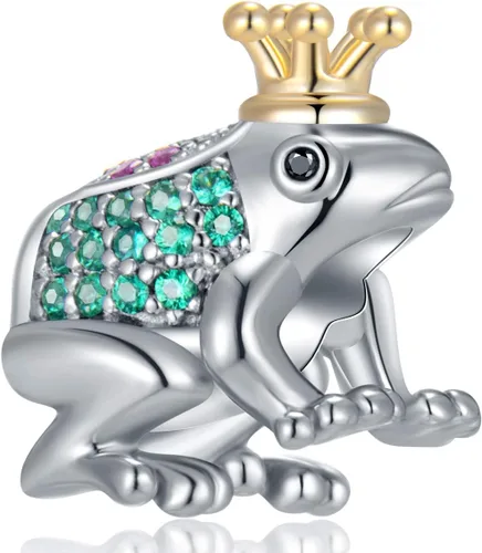 GEMDAZZ Dijes temáticos de animales en plata de ley 925, bonito oso polar 3D, rana, cigarra, mariquita, abeja, libélula para pulseras europeas,