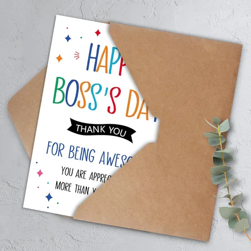Miniatura 5 de Tarjeta del día del jefe, regalos del día del jefe para mujeres y hombres, tarjeta de regalo feliz del día del jefe para jefe de empleados