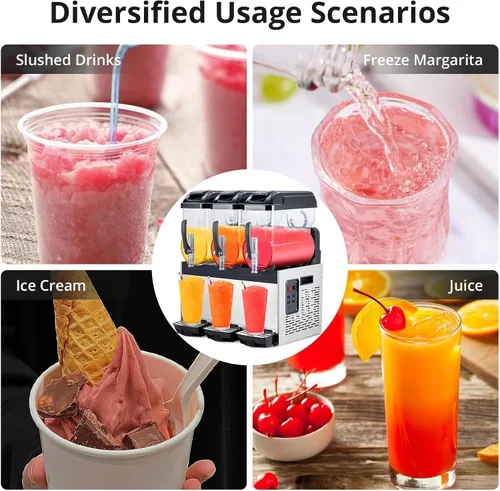 GarveeTech Máquina comercial granizada, 12 L* 3/9.6 gal Slushy Machine, 860W profesional Cocktail Margarita Frozen Drink Maker con modo de limpieza
