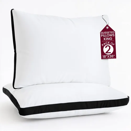 Miniatura 9 de LUX Décor - Juego de 2 almohadas suaves de hotel con refuerzo, para dormir de lado, boca abajo y de espalda, almohadas de cama de hotel alternativas