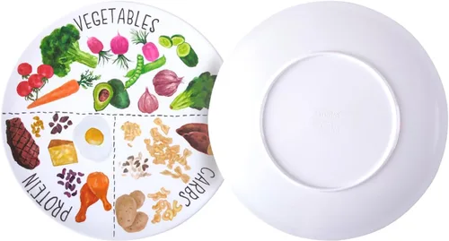 Miniatura 7 de Placa de control de porciones de 10 pulgadas para una alimentación equilibrada, plato de nutrición saludable para adultos y adolescentes, Paquete