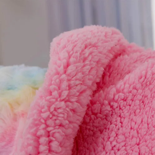 Miniatura 4 de COCOPLAY W Manta afelpada de pieles sintéticas, supersuave, ligera, suntuosa, acogedora, cálida, de microfibra, en colores del arcoíris, para cama